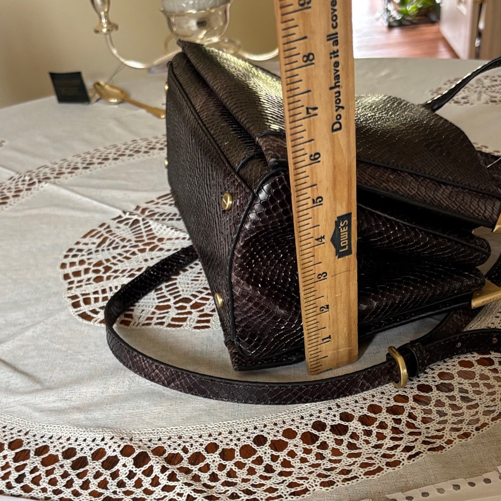Calvin Klein Dark Brown Snake Print Satchel - Picture 9 of 9